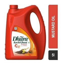 Dhara Kachi Ghani Mustard Oil Jerry Can 5 Ltr