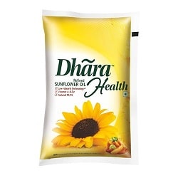 Dhara Refined -Sunflower oil 1litre pouch